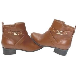 Liz Claiborne Hoyt Memory Foam Womens Booties Luggage Camel Women Size 9 zip